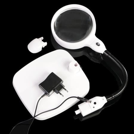 Lupa desktop 10x d = 12 cm, on a flexible leg with backlight, white-5