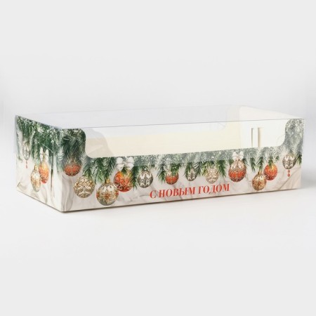 Box for confectionery products with PVC luxury cover, 30 x 8 x 11 cm, new year-1