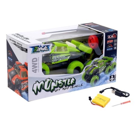 Radio -controlled jeep "Monster", 4WD, works on the battery, green color-4