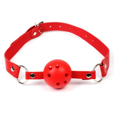 Gag BDSM Oka-hips, classic, adjustable belt, PU, ​​ABS, 500 x 45 mm, red