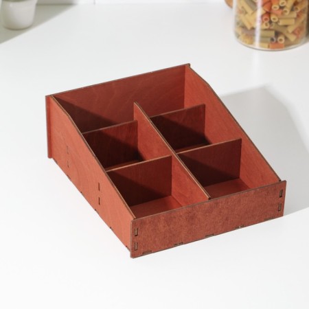 Organsiser for tea and kitchen utensils of Dolyan, 22 × 19 × 8 cm, Mokko color-1