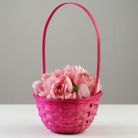 Wicker basket, 20 x 11/35 cm, pink, bamboo-1