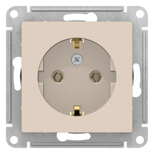 Розетка SE ATLASDESIGN, 16 А, 250 В, встраиваемая, с з/к, IP20, бежевая, ATN000243