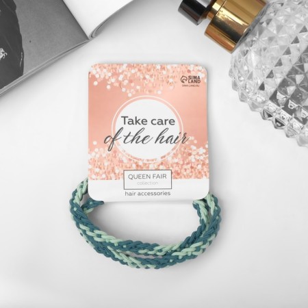 Hair elastic band "Sport" (set 2 pcs) weaving luxury, 5 cm, mix