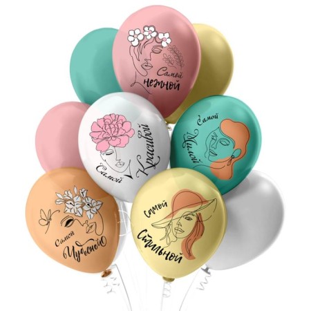 Latex ball 12 “Image”, pastel, 1-way, 5 designs, set 25 pcs.-1