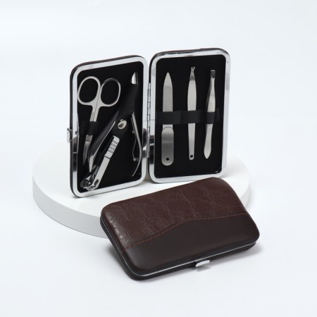 The manicure set “reptile”, 6 objects, in case, brown color/black color-2