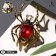 Brooch "Spider", red-gray color in black gold