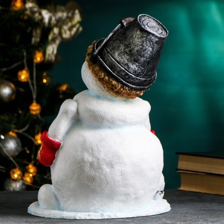 New Year's figure "Snowman with a bucket on the head" 30x28cm-2