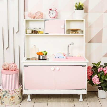 Game furniture "Children's kitchen", interactive panel, water shell, pink color