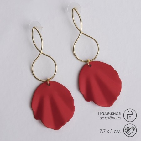 Earrings Metal "Sea", red color in gold