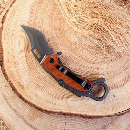 Folding “boomerang” knife 18.2cm, blade 65mm/2.5mm, handle of wood-3