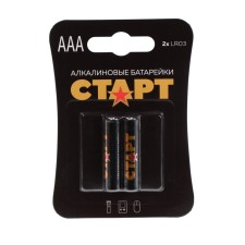 Батарейка алкалиновая СТАРТ, AАA, LR03-2BL, 1.5В, блистер, 2 шт.