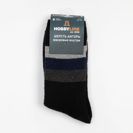 Socks male terry, black color, size 39-44-3