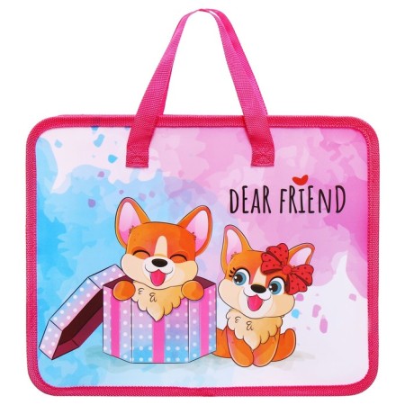 Folder with handles plastic A4 Calligrata "Dogs", 32.2x25.6x7 cm,