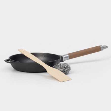 Cast iron pan Wild Kitchen, D = 20 cm, shoulder blade and sponge in the kit-7