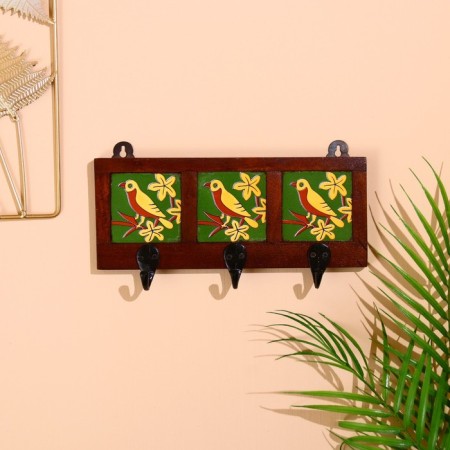 Hanger "birds" wood, 17*4*12cm, 3 hook mix-4