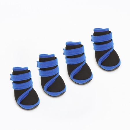 The boots are high for large dogs, set 4 pcs, size L (sole 10 x 7 cm), black and blue