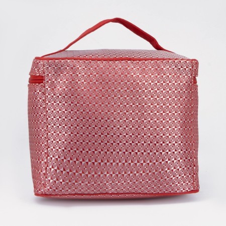 A cosmetic bag with a zipper, with a mirror, the color is red-1