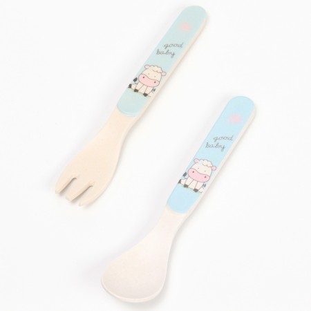A set of children's dishes "Layer" from bamboo, 5 items: plate, bowl, glass, cutlery-7