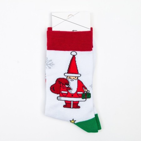 Socks "Santa Claus with a bag", white color, size 23-27 (38-41)-4