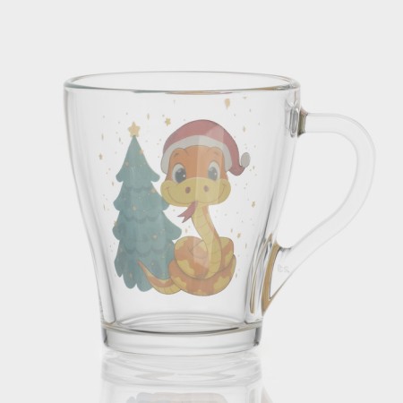 New Year's glass coffee mug "New Year's snakes", 250 ml, mix-2
