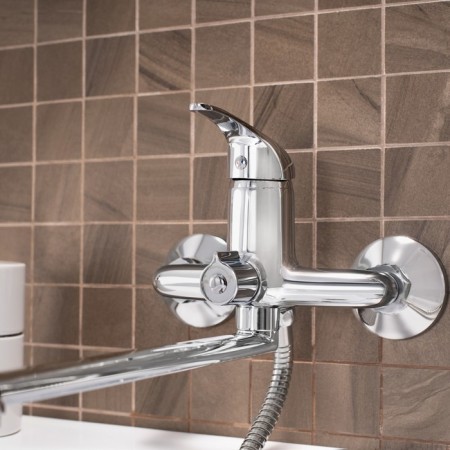 Bath mixer RMS SL128-006E, single-leaf, with shower, rotary surveillance, chrome 434147-2