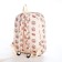 School backpack of textiles on a zipper, 3 pockets, beige/pink color