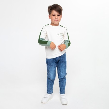 Sweatshirt for a boy, the color is gray-green, height 110 cm-2