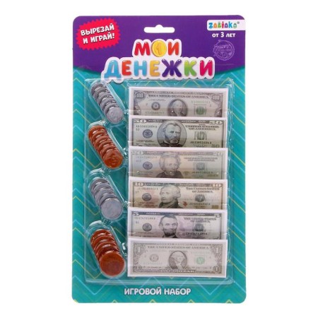 Toy game set "My purchases": coins, paper money (dollars)-1