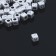 Acrylic bead "English letters" mix, silver, cube 6 × 6 mm, white color