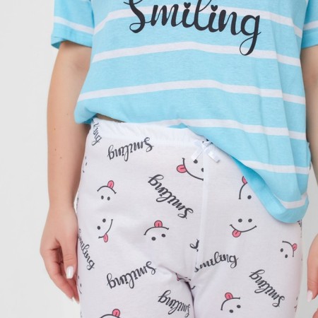 Female set (T-shirt/pants), blue/light gray color, size 52-3