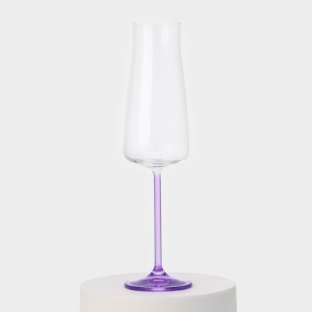 A set of glass glasses for champagne Rainbow Fresh, 210 ml, decor, 6 pcs-1
