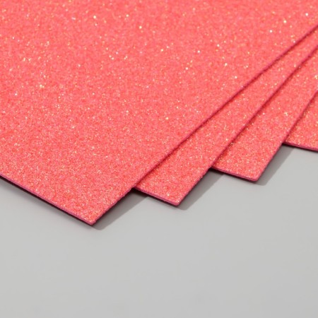 A set of glitter foamiran (5 sheets) 2 mm, 20x30 cm, pink-1