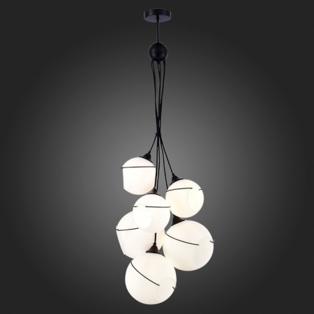 Suspended EVOLUCE lamp. Sle103143-06. Satturo. 6x60 watts, E27, 35x35x120 cm, black color-1