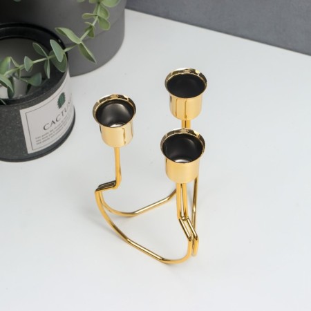 Summary Metal for 3 candles "balance" gold 15x10x10 cm-2
