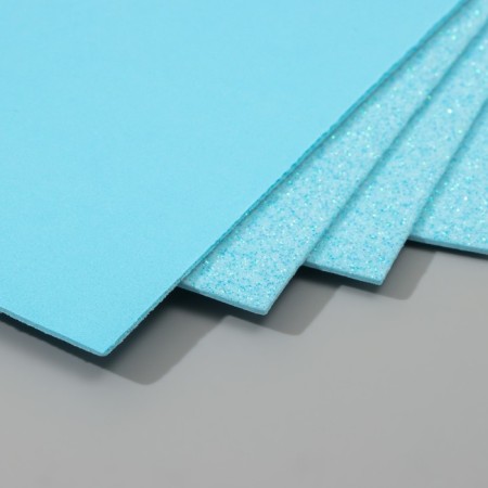 A set of glitter foamiran (5 sheets) 2 mm, 20x30 cm, light blue 10345547-2