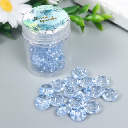 Buttons plastic on the midnight "Blue crystal" 1.3x1.3 cm set 35 pcs 4.8x3.7x3.7 cm