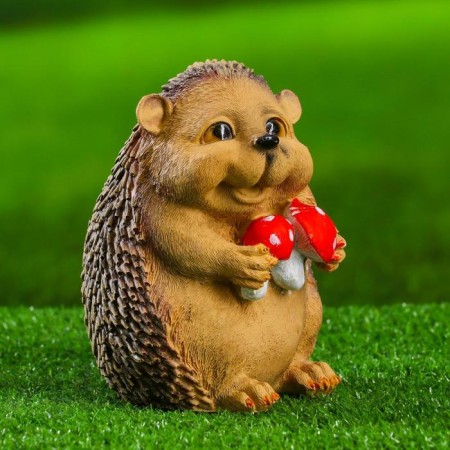 Garden figure "Hedgehog with sweet mushrooms" 11x8x10 cm-1