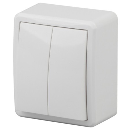 Double switch with backlight, 10AX 250V, IP20, OU, Era Expert, White