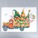 Sticking plastic interior color "Dwarf in a truck with pumpkins" 39x56 cm
