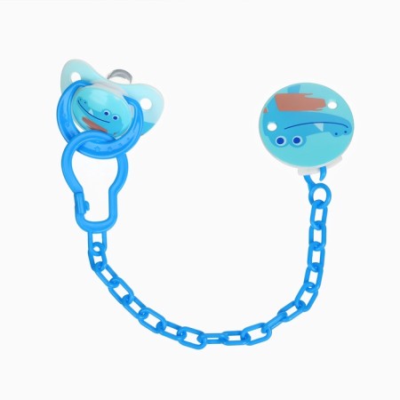 Set: nipple - a dummy with a crocodile holder, classic, +6 months, blue color-1