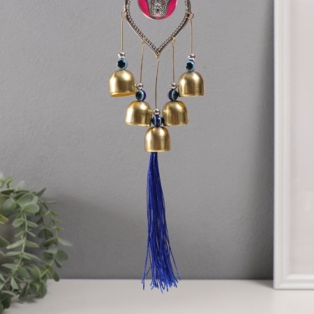 Music of wind metal from the evil eye "Hand of Fatima" 5 bells 36 cm-3