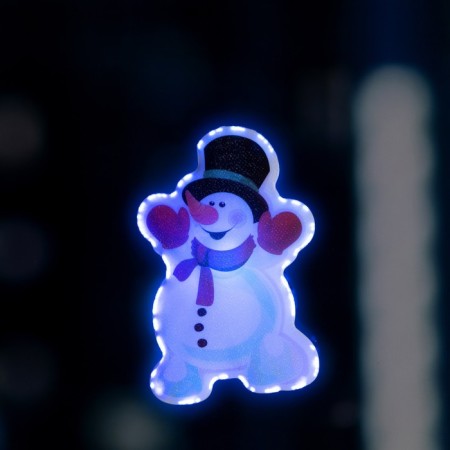 LED toy on Velcro "Snowman in the Hat" 7 × 10 cm, batteries Lr44x3, glow of multi