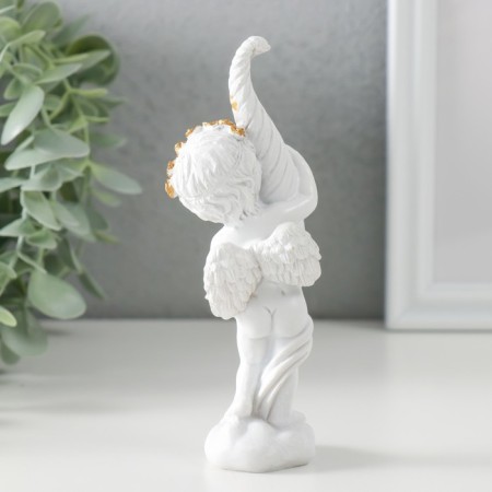 Polystone souvenir "Snowty angel with a horn with roses" 5.5x4x13.5 cm-2