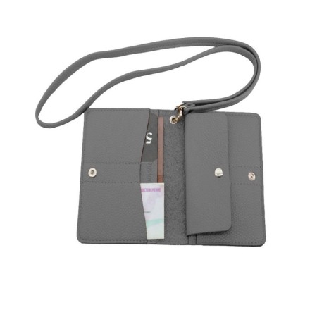 Passport cover, genuine leather, gray 14x10x0.5 cm