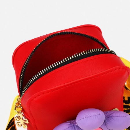 Bag's bag with lightning, long belt, red color-2