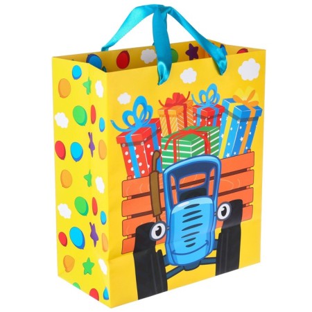 Gift package "Congratulations!" 23x27x11.5 cm, packaging, blue tractor-1