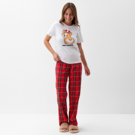 Pajama New Year's Women (T-shirt and Pants) KAFTAN "Corgi", size 44-46-9