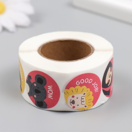 Sticker Paper "Animals. Help" d = 2.5 cm 500 pcs in a roll 3x6.5x6.5 cm-3