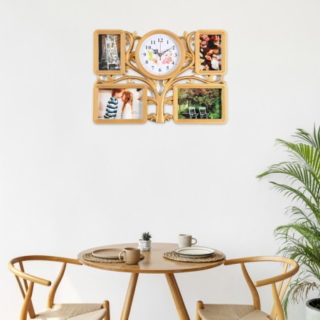 Wall clock, series: photo frames, "family tree", discrete move, 48 x 33 cm, dial 18.4 cm 9-4